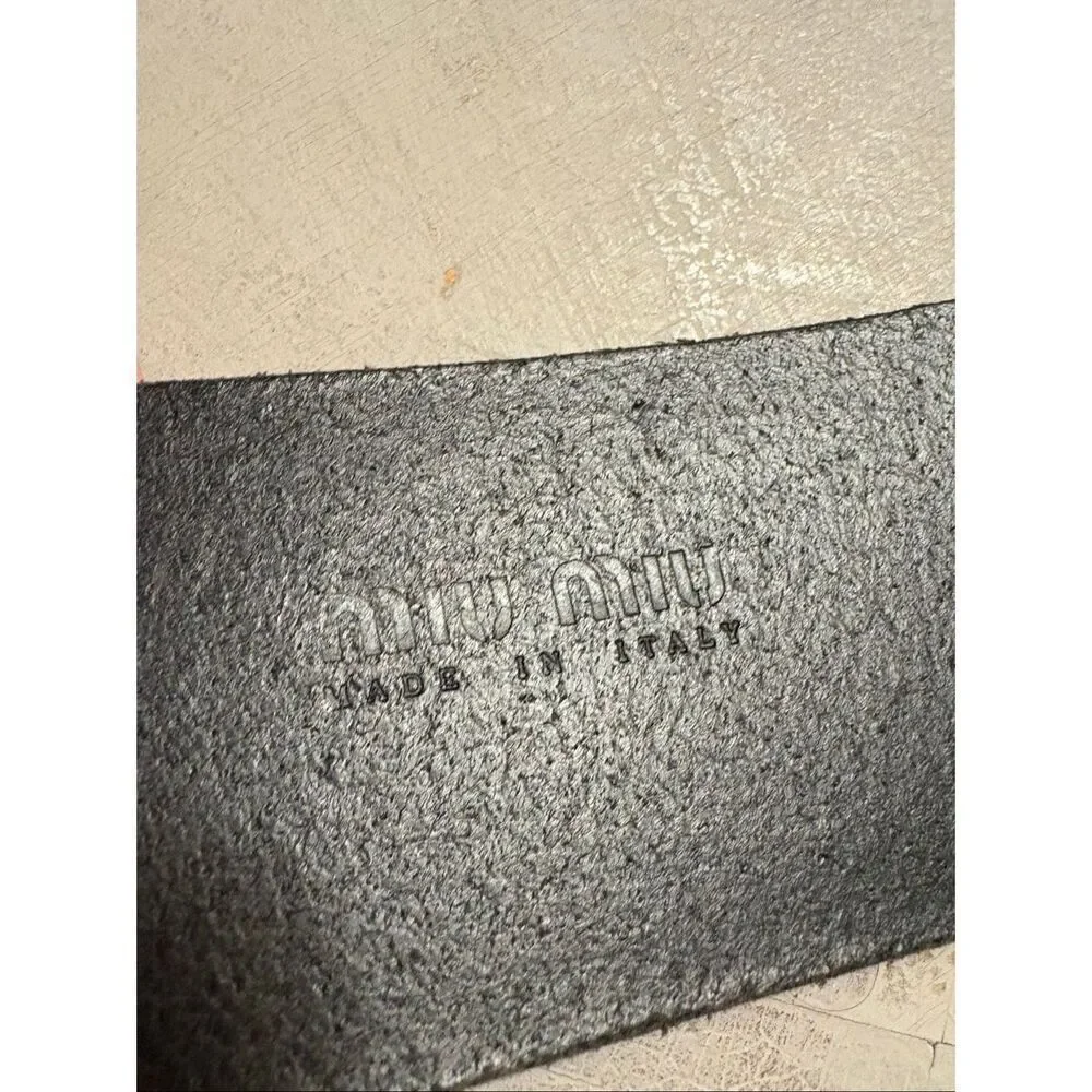MUI MUI Wide Leather Black Belt Made in Italy Size 12